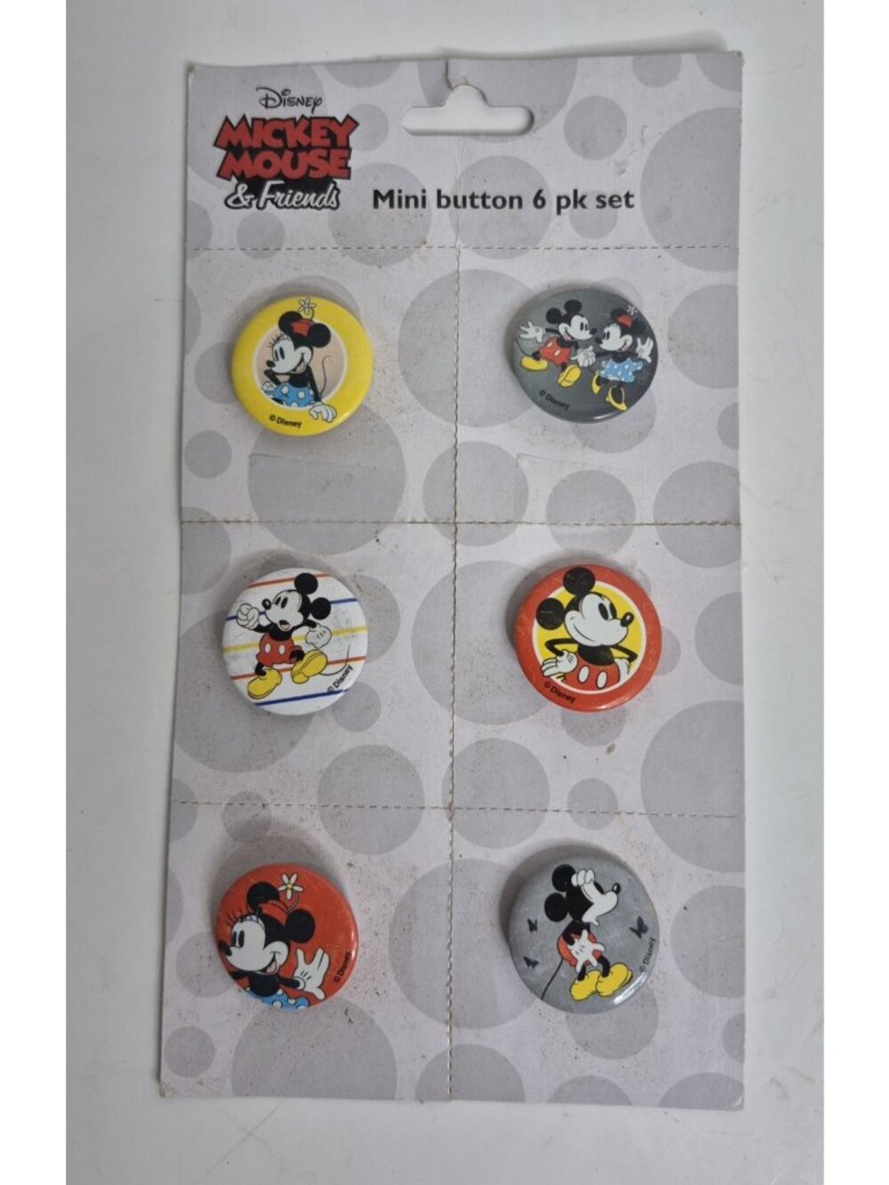 NEW Mickey Mouse & Friends Mini Buttons 6 Pk Set Mickey & Minnie